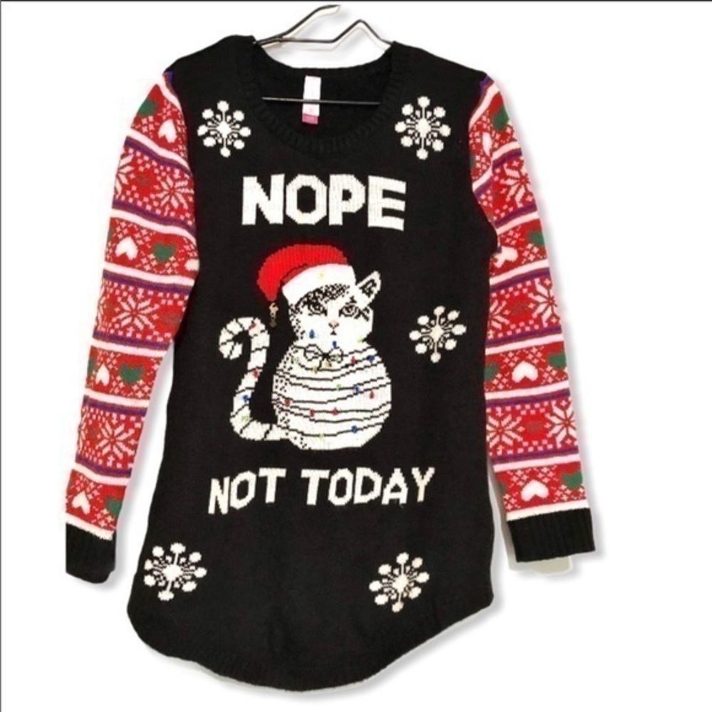 No Boundaries Christmas pull over black sweater